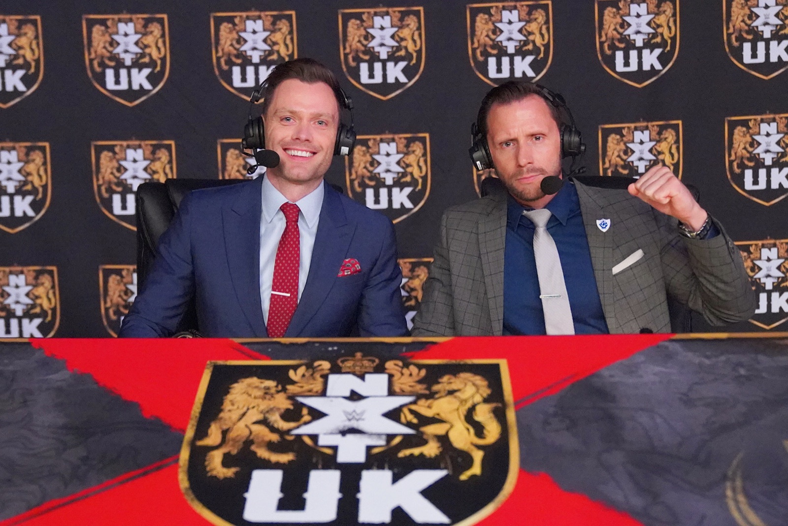 Andy Shepherd providing live commentary at the NXT UK commentary desk